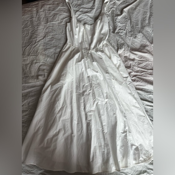 WAYF White Lace Trim Corset Bodice Midi Dress Romantic Fit & Flare XS - Picture 9 of 13